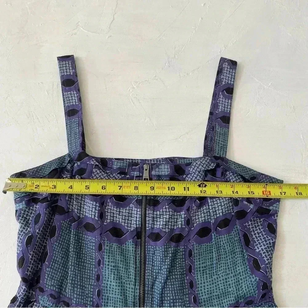 BURBERRY COTTON SILK PRINT DRESS SAPPHIRE BLUE SIZE 8 - Picture 7 of 9
